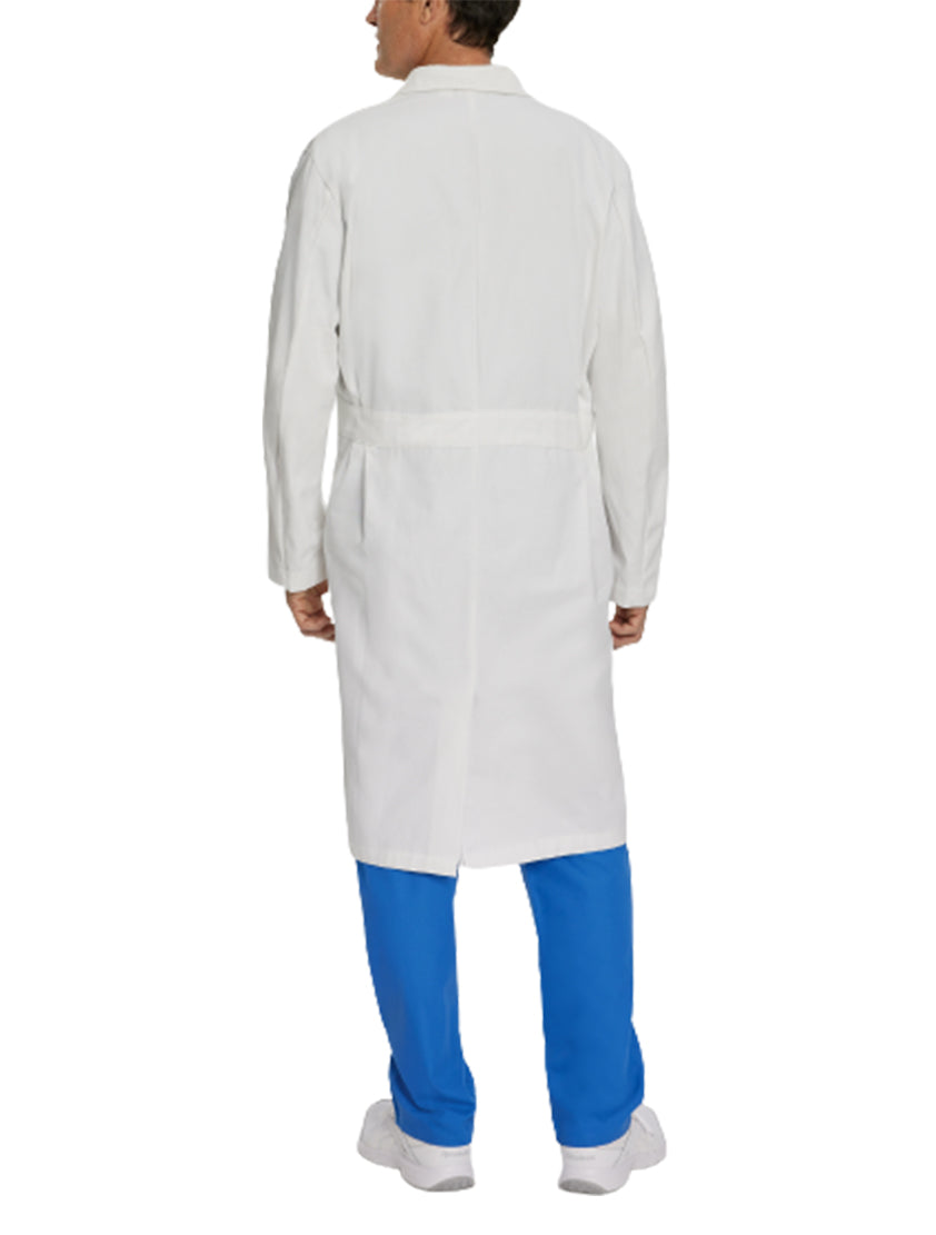 Landau Men's 3-Pocket Full-Length Lab Coat 3138 -White-Backview