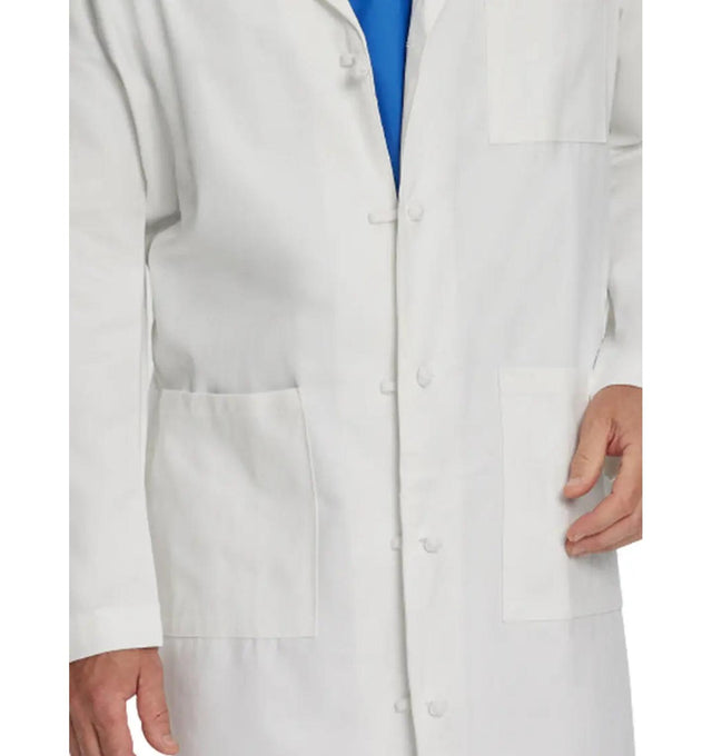 Landau Men's 3-Pocket Full-Length Lab Coat 3138 -White-Front Pocketview