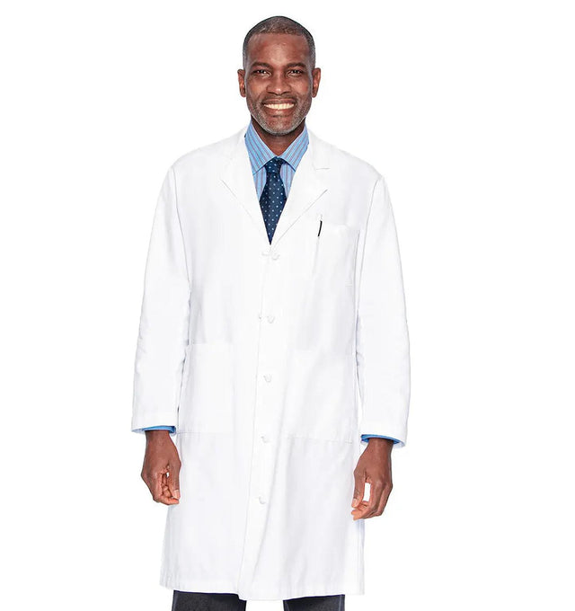 Landau Men's 3-Pocket Full-Length Lab Coat 3138 -White-Frontview