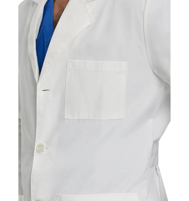Landau Men's 3-Pocket Full-Length Lab Coat 3140-White-Front Pocketview