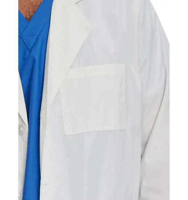 Landau Men's 3-Pocket Full-Length Lab Coat 3145 -White-front pocketview