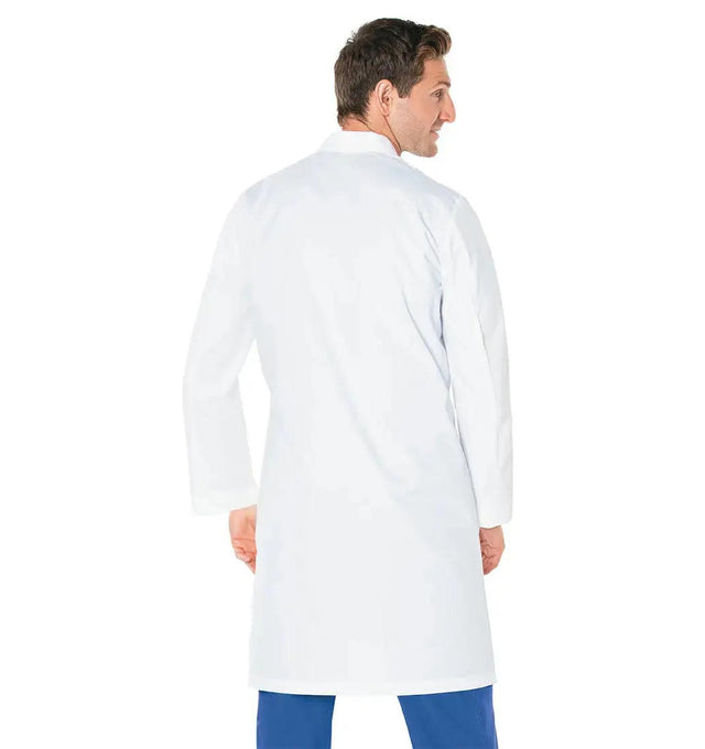 Landau Men's 3-Pocket Full-Length Lab Coat 3145 -White-Backview