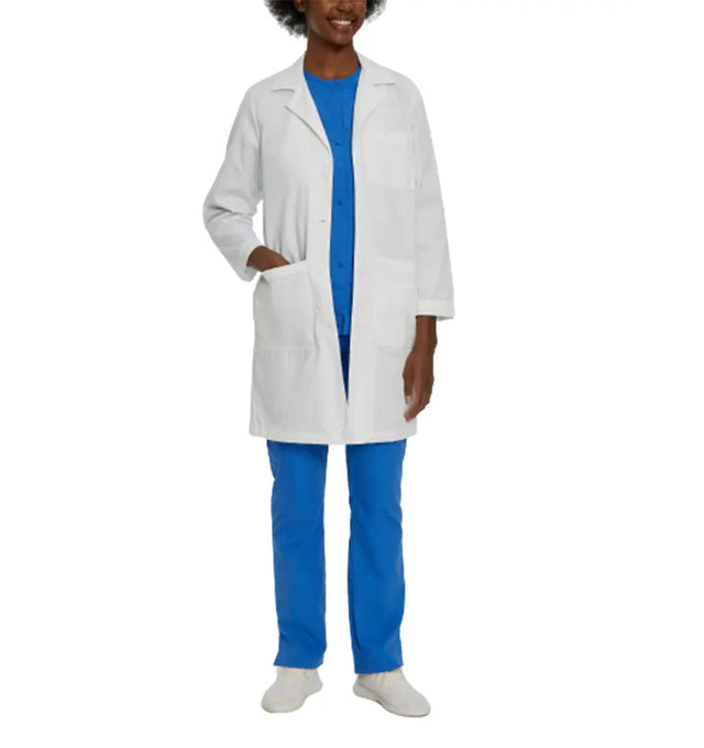 Landau Women's 5-Pocket Full-Length Lab Coat 3153 -White Twill-Frontview