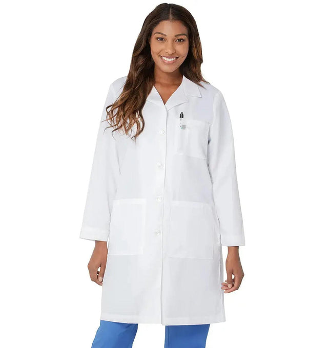 Landau Women's 3-Pocket Full-Length Lab Coat 3155-White-Frontview