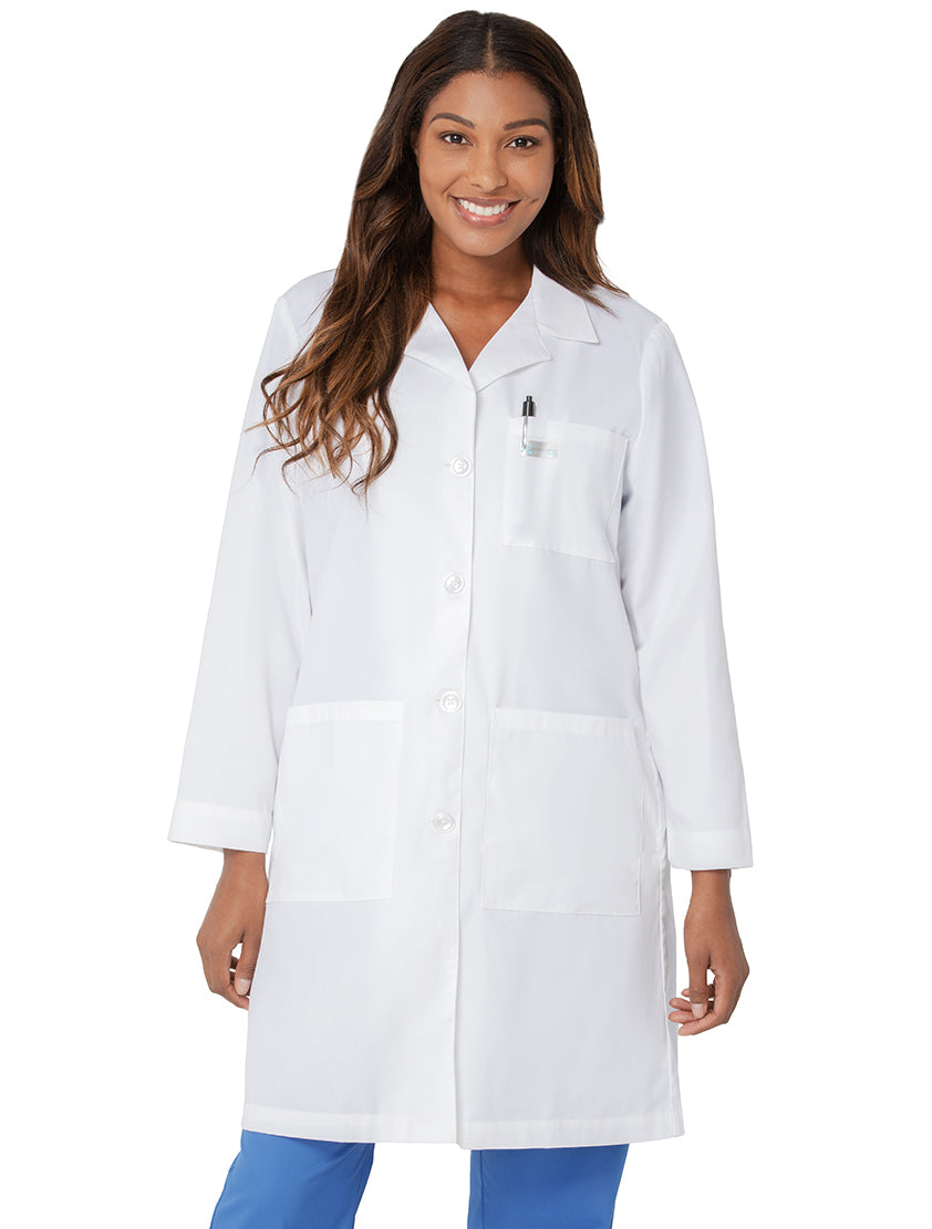 Landau Women's 3-Pocket Full-Length Lab Coat 3155-White-Frontview