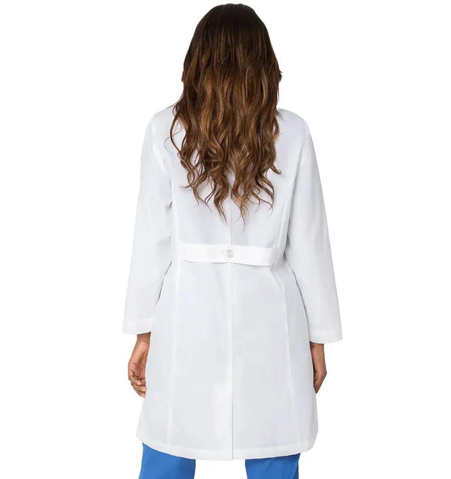 Landau Women's 3-Pocket Full-Length Lab Coat 3155-White-Backkview