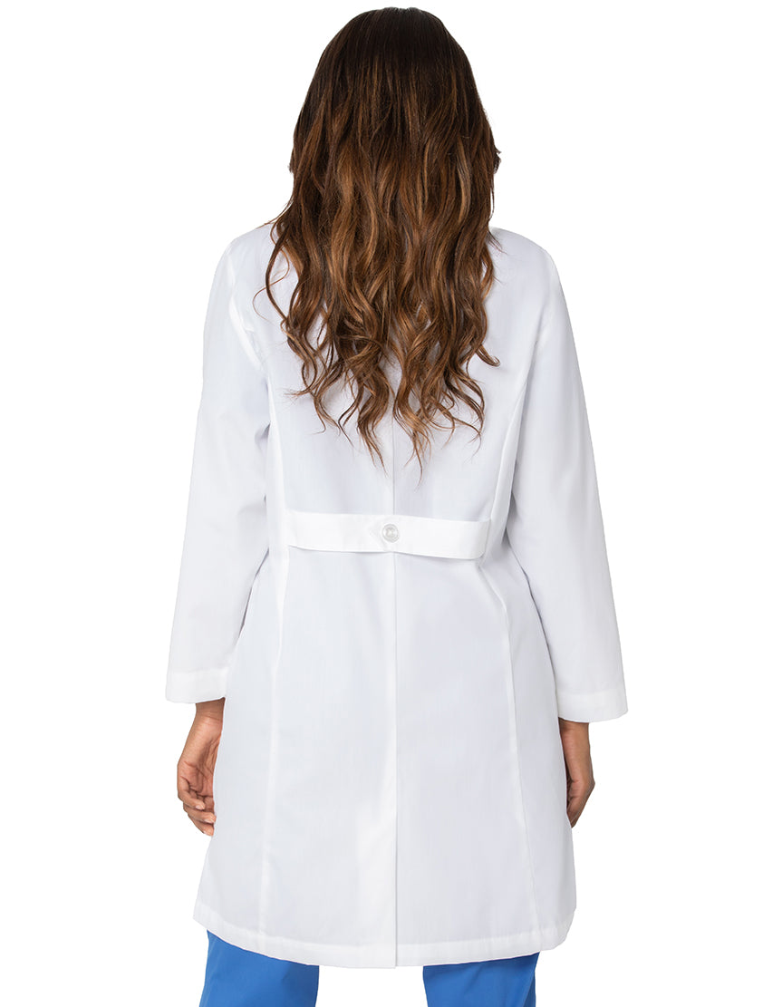 Landau Women's 3-Pocket Full-Length Lab Coat 3155-White-Backkview