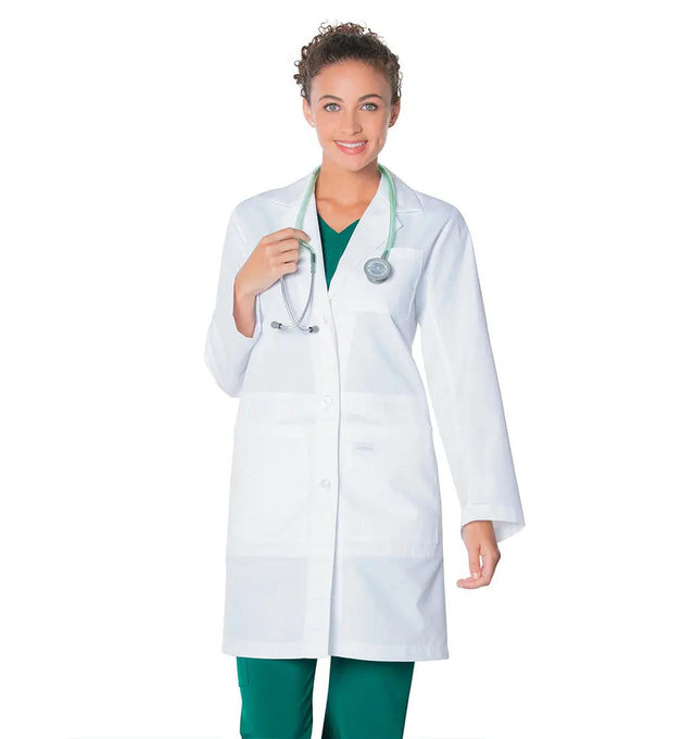 Landau Women's 5-Pocket Full-Length Notebook Lab Coat 3165 -White-Frontview