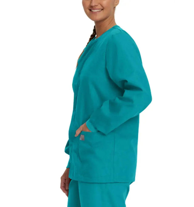 Landau Scrub Zone Unisex Warm-Up Scrub Jacket 75231 -Teal-sideview