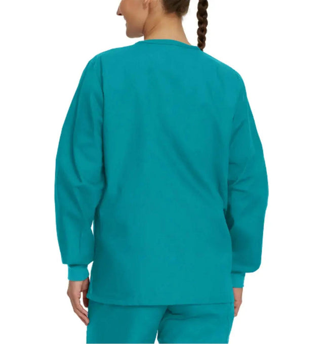 Landau Scrub Zone Unisex Warm-Up Scrub Jacket 75231 -Teal-backview