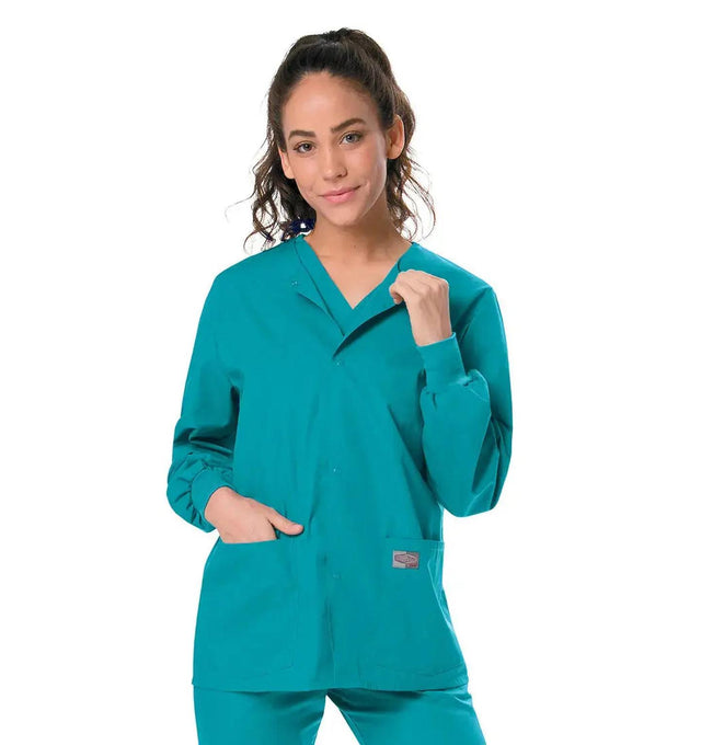 Landau Scrub Zone Unisex Warm-Up Scrub Jacket 75231 -Teal-frontview