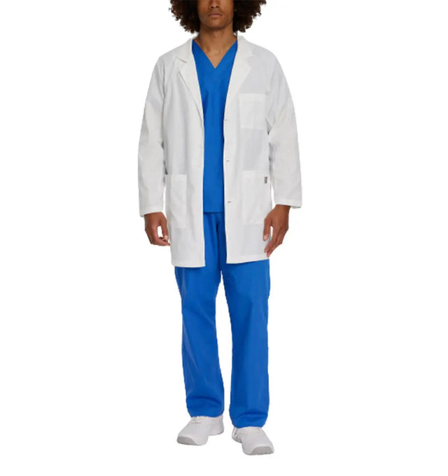 Landau Scrub Zone Unisex 3-Pocket Mid-Length Lab Coat 86002 -White-Frontview