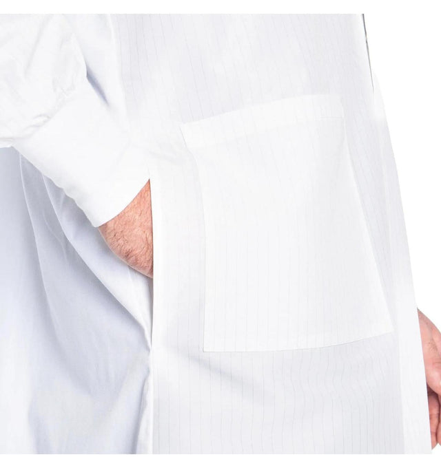 Landau Unisex 2-Pocket Full-Length Lab Coat 9135-20-White-Side Pocketview