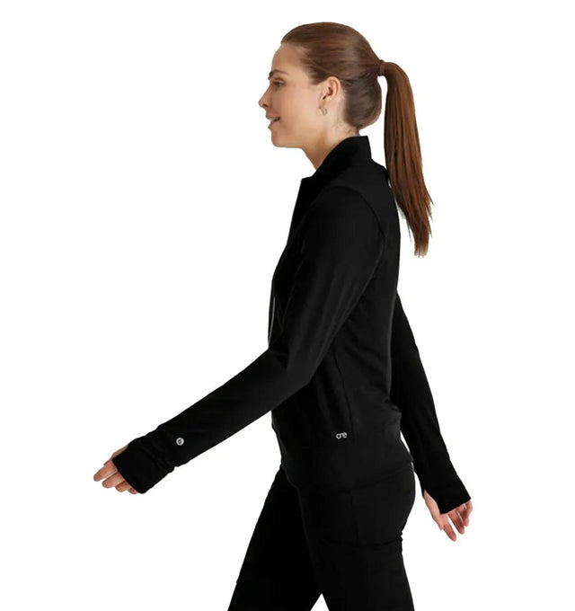 Barco One Performance Knit by Barco Arena Kangaroo Pocket Warm-Up Scrub Jacket - Black