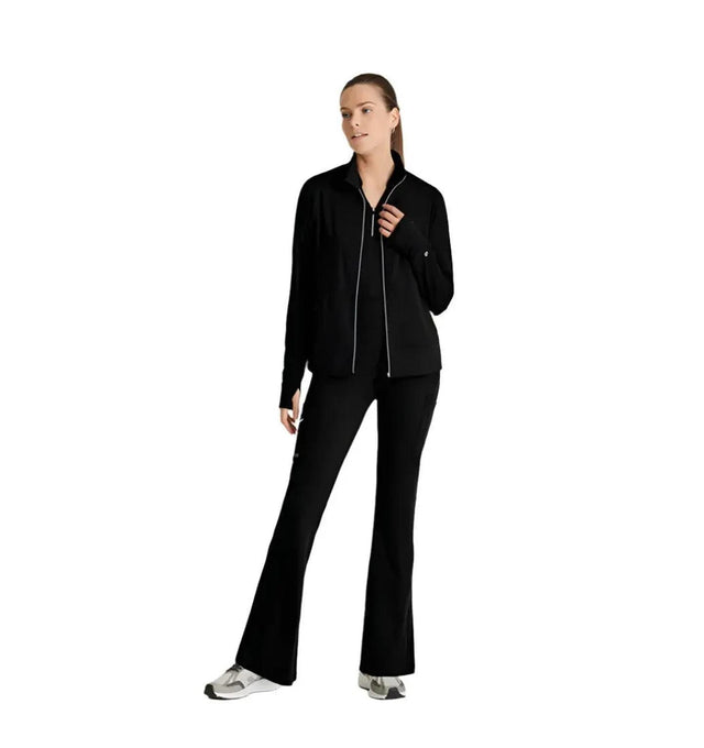 Barco One Performance Knit by Barco Arena Kangaroo Pocket Warm-Up Scrub Jacket - Black