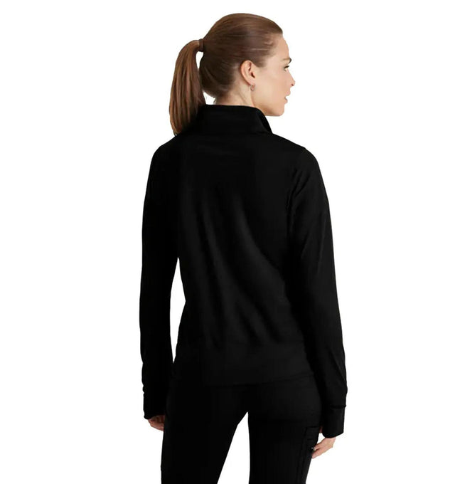 Barco One Performance Knit by Barco Arena Kangaroo Pocket Warm-Up Scrub Jacket - Black