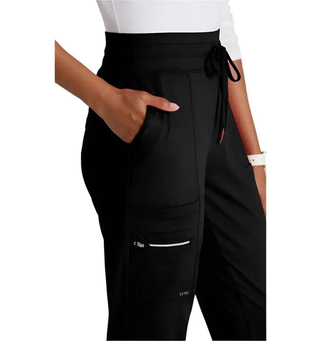Barco One Performance Knit by Barco Pro Knit 5-Pocket Drawcord Waist Jogger Scrub Pant - Black