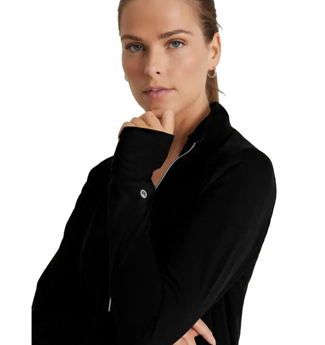 Barco One Performance Knit by Barco Arena Kangaroo Pocket Warm-Up Scrub Jacket - Black