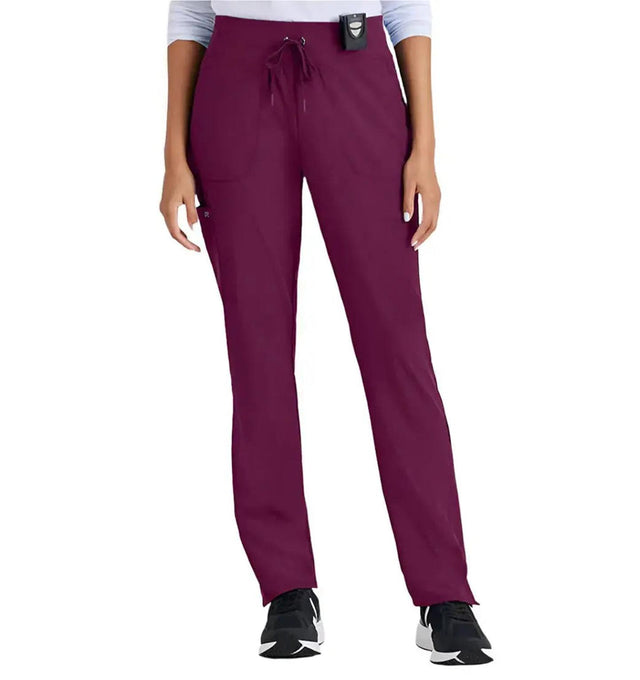 Barco One™ by Barco Uplift 5-Pocket Mid-Rise Tapered Leg Scrub Pant-Wine
