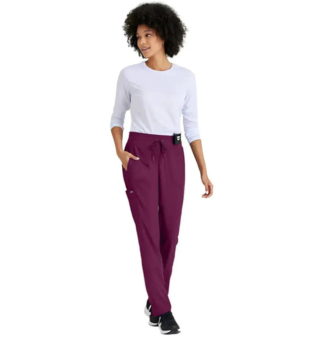 Barco One™ by Barco Uplift 5-Pocket Mid-Rise Tapered Leg Scrub Pant-Wine