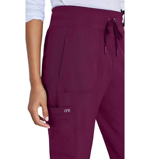 Barco One™ by Barco Uplift 5-Pocket Mid-Rise Tapered Leg Scrub Pant-Wine