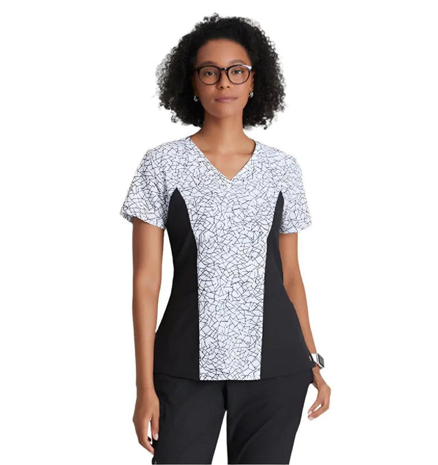 Barco One™ by Barco Thrive 4-Pocket V-Neck Print Scrub Top-Magnetic crouse