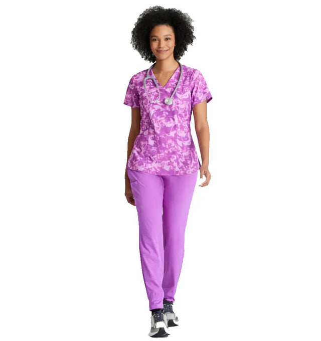 Barco One™ by Barco Thrive 4-Pocket V-Neck Print Scrub Top-Helio Flower