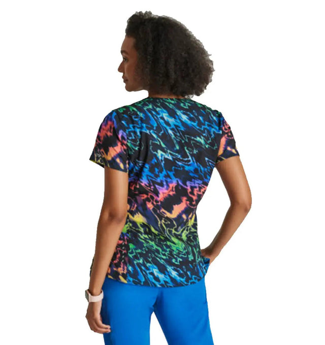 Barco One™ by Barco Thrive 4-Pocket V-Neck Print Scrub Top-Aurora Lights