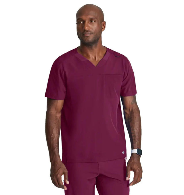 Barco One™ by Barco Velocity 2-Pocket V-Neck Scrub Top-Wine