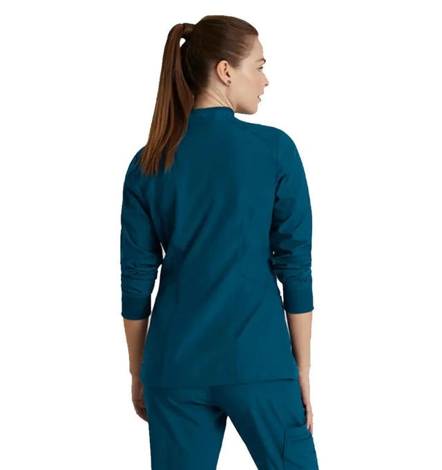 Barco One™ by Barco Venture 4-Pocket Banded Collar Warm-Up Scrub Jacket-Bahama