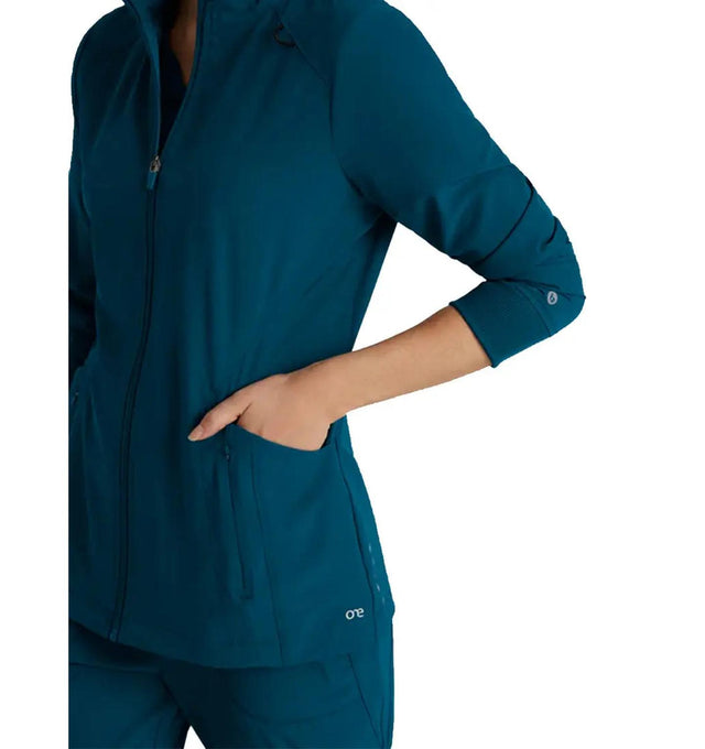 Barco One™ by Barco Venture 4-Pocket Banded Collar Warm-Up Scrub Jacket-Bahama