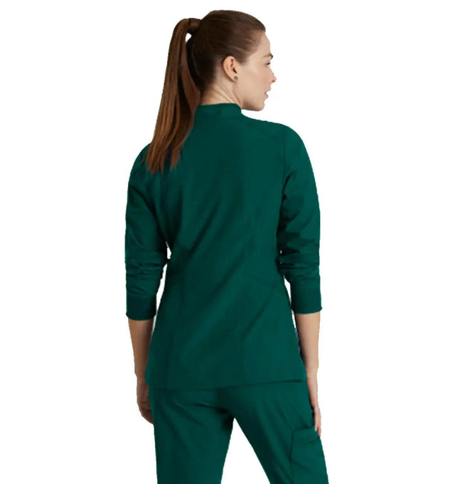 Barco One™ by Barco Venture 4-Pocket Banded Collar Warm-Up Scrub Jacket-Hunter Green