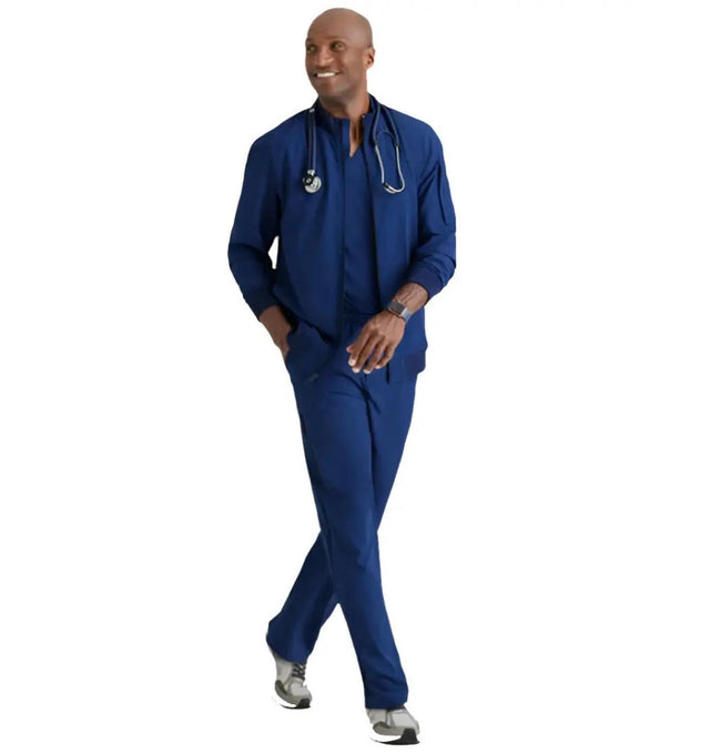 Barco One™ by Barco AMPLIFY 3-POCKET STAND-UP COLLAR WARMUP SCRUB JACKET-Indigo