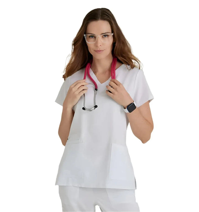 Barco Unify™ by Barco PURPOSE 4-POCKET V-NECK SCRUB TOP - White