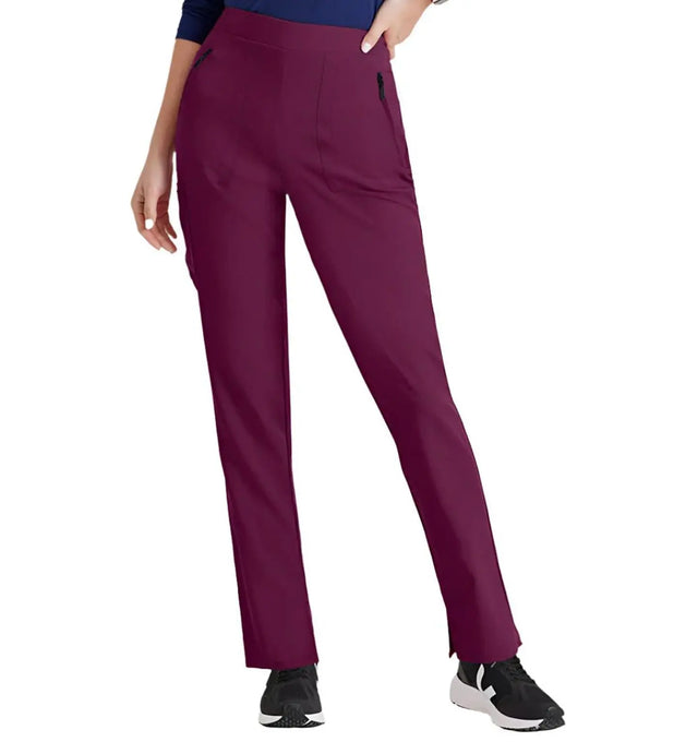 Barco Unify™ by Barco PURPOSE 5-POCKET HIGH-RISE SLIM LEG SCRUB PANT-Wine