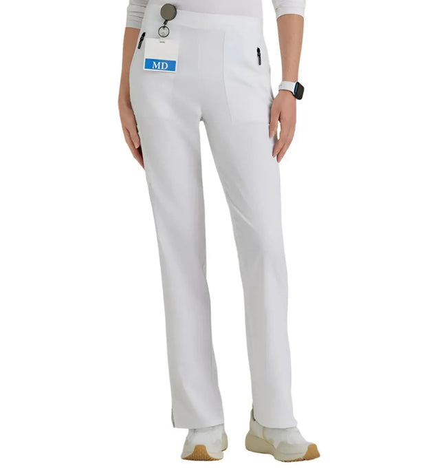 Barco Unify™ by Barco PURPOSE 5-POCKET HIGH-RISE SLIM LEG SCRUB PANT-White
