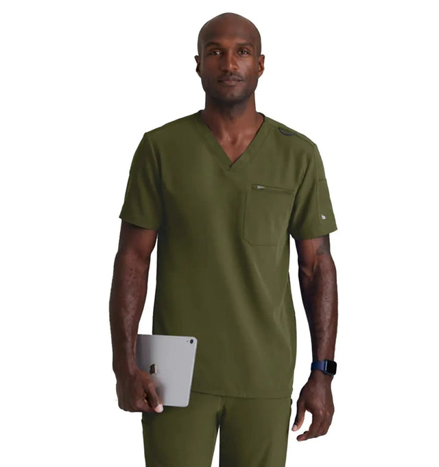 Barco Unify™ by Barco RALLY 3-POCKET V-NECK SCRUB TOP - Olive