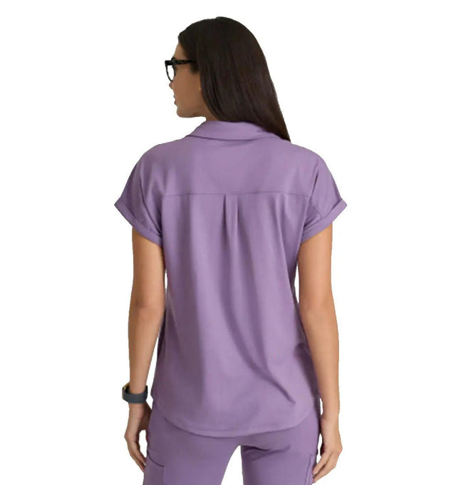 Barco One Performance Knit by Barco Engage Knit 2-Pocket Zip-Neck Dolman Scrub Top - Dusty Lavender