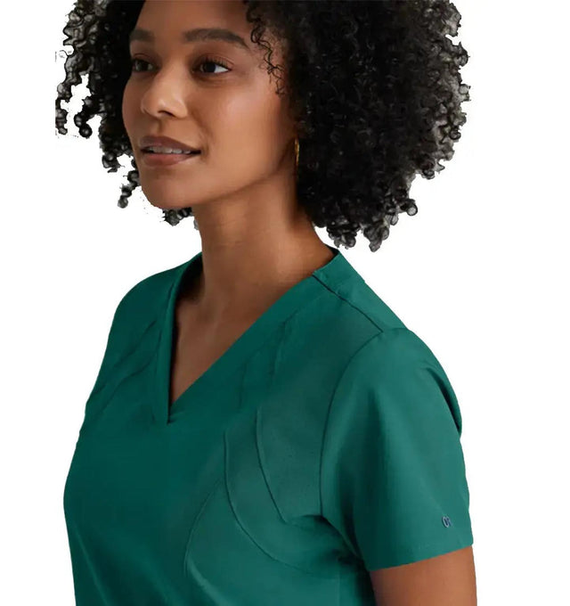 Barco One™ by Barco Racer 4-Pocket V-Neck Scrub Top-Hunter Green