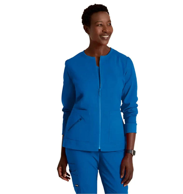 Grey's Anatomy Stretch™ by Barco Millie 3-Pocket Crewneck Scrub Jacket -New Royal