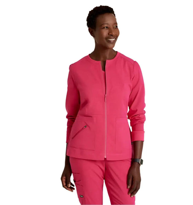 Grey's Anatomy Stretch™ by Barco Millie 3-Pocket Crewneck Scrub Jacket -Vibrance Pink