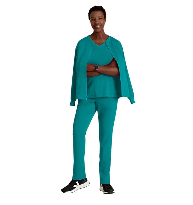 Grey's Anatomy Stretch™ by Barco Millie 3-Pocket Crewneck Scrub Jacket -Teal