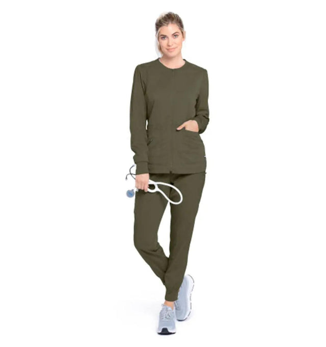 Grey's Anatomy Stretch™ by Barco Millie 3-Pocket Crewneck Scrub Jacket - Olive
