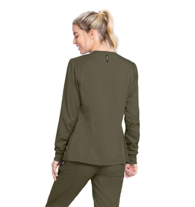 Grey's Anatomy Stretch™ by Barco Millie 3-Pocket Crewneck Scrub Jacket - Olive