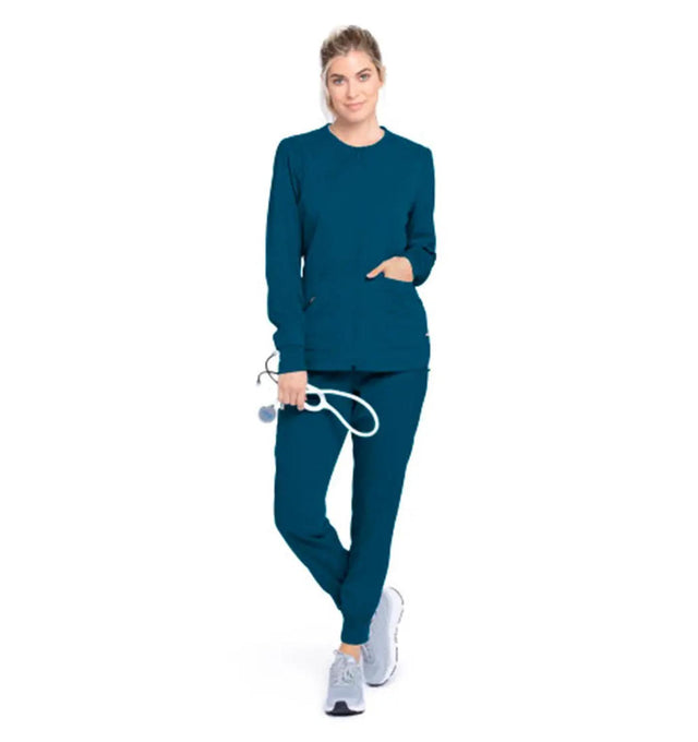 Grey's Anatomy Stretch™ by Barco Millie 3-Pocket Crewneck Scrub Jacket - Bahama