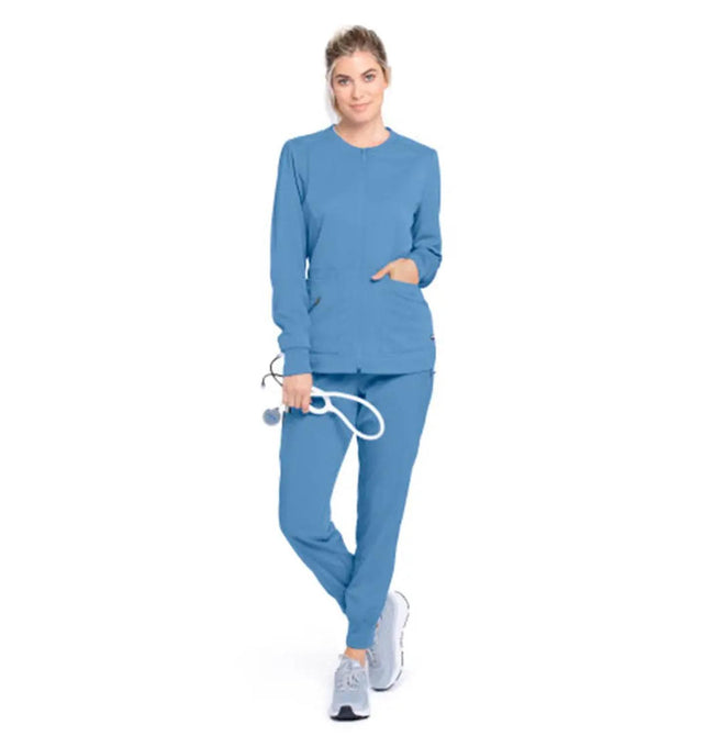 Grey's Anatomy Stretch™ by Barco Millie 3-Pocket Crewneck Scrub Jacket - Ciel Blue