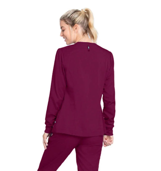 Grey's Anatomy Stretch™ by Barco Millie 3-Pocket Crewneck Scrub Jacket - Wine
