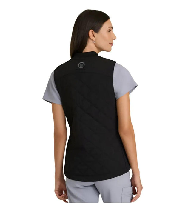 Grey's Anatomy Stretch™ by Barco Cristina 2-Pocket Quilted Scrub Vest-Black