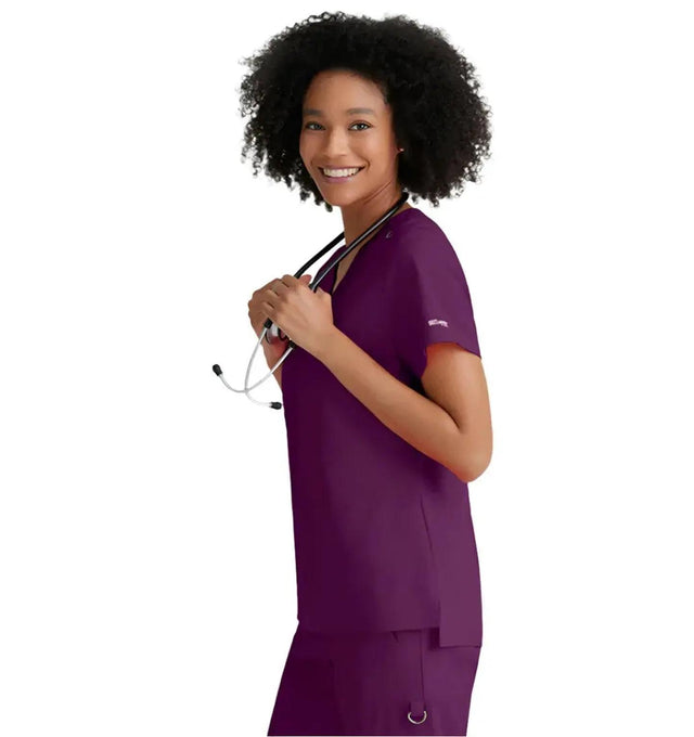 Grey's Anatomy Stretch™ by Barco Bree 1-Pocket Tuck-In Scrub Top-Wine