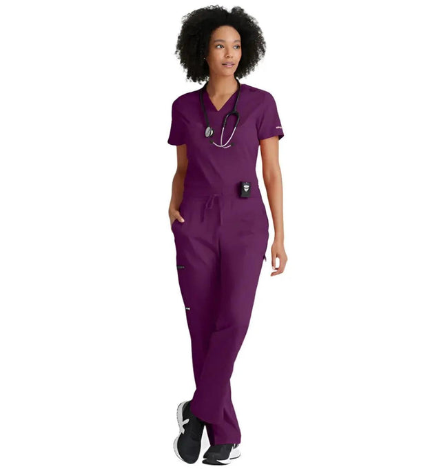 Grey's Anatomy Stretch™ by Barco Bree 1-Pocket Tuck-In Scrub Top-Wine